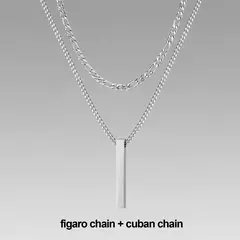 Vnox Collares de barra vertical 3D para hombres, colgante geométrico de acero inoxidable en capas, cadena cubana de cuerda de trigo en capas, collar para niño - tienda en línea