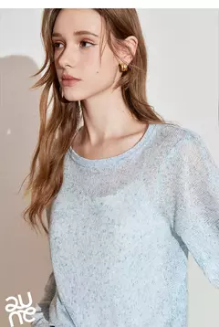 TOYOUTH-Camiseta de manga larga para mujer, Tops de punto con cuello redondo y manga larga romántica transparente, primavera 2025, 2025