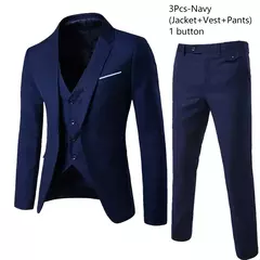 Trajes para hombres elegantes, Blazers de 3 piezas, 2 conjuntos, chaquetas de boda, chaleco, pantalones, moda de lujo, traje completo clásico, traje Formal 2025 - comprar en línea