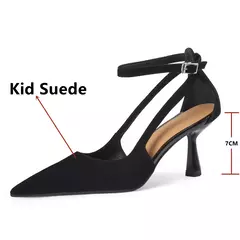 FEDONAS-Sandalias con correa en el tobillo para mujer, zapatos de tacón alto fino, puntiagudos, de cuero genuino, elegantes, para primavera y verano, para fiesta y graduación - buy online