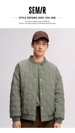 Semir-Chaqueta de algodón con textura de rombos para hombre, chaqueta fina de béisbol, acolchada, ligeramente arrugada, a la moda, invierno, 2024 - online store