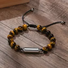 Vnox Pulseras de urna con cuentas de piedra de lava informales para hombres para cenizas, joyería conmemorativa de recuerdo de cremación de tubo hueco, longitud ajustable - comprar en línea