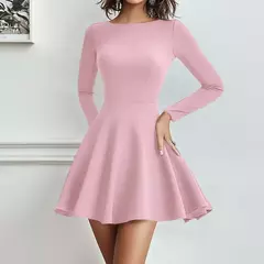 Mia Muse Vestidos de mujer para todas las estaciones, minivestidos informales negros decentes de manga larga con cuello redondo