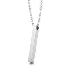 Imagen de Vnox Collares de barra vertical 3D para hombres, colgante geométrico de acero inoxidable en capas, cadena cubana de cuerda de trigo en capas, collar para niño