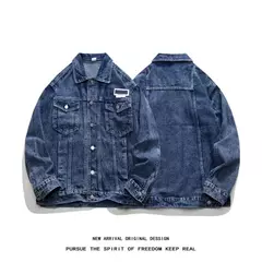 Chaqueta informal de moda para hombre, Top de mezclilla lavada, chaqueta vaquera holgada de talla grande para otoño, chaqueta para hombre - buy online