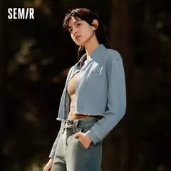 Semir-Camisa vaquera para mujer, Top corto de manga larga, holgado, versátil, 2024 - comprar en línea