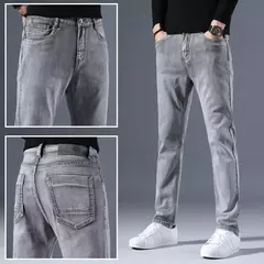 Sulee-pantalones vaqueros clásicos para hombre, Jeans azules, elásticos avanzados, rectos, de algodón, talla grande, 2024 - Eleganzie
