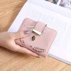 Cartera de moda para mujer, monedero de cuero PU para teléfono, bolsa de hojas huecas para mujer, bolso de mano para mujer, tarjeteros, carteras largas
