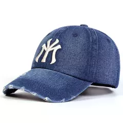 Gorras de béisbol de mezclilla con agujero bordado de letras Unisex primavera otoño sombreros casuales ajustables al aire libre sombrero de protección solar - Eleganzie