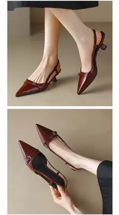 2024 nuevos zapatos de vestir de verano para Mujer, Sandalias de charol sin cordones con punta en pico, Sandalias con hebilla, tacones medios, Sandalias para Mujer - online store