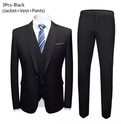 Traje elegante para hombre para boda, 3 piezas, 2 conjuntos, chaquetas, chaleco, pantalones, Blazers, abrigos formales de negocios para novio, disfraz 2025 - tienda en línea