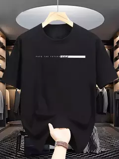 Camiseta holgada informal para hombre, camisa de manga corta con cuello redondo y estampado de letras grandes, 100% algodón, estilo Unisex