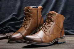 Botas Retro para hombre talla 7 ~ 13, botas de cuero cómodas a la moda para primavera 2023