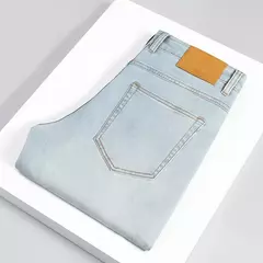 Pantalones vaqueros informales elásticos de algodón puro para hombre, pantalones de pierna ancha rectos holgados clásicos, pantalones vaqueros lavados de marca de alta calidad - buy online