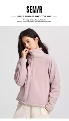 Semir-abrigo Polar antiestático para mujer, chaqueta holgada de invierno con manga raglán y cuello levantado, novedad de 2024 en internet