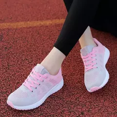 Zapatillas transpirables para correr para mujer, zapatillas deportivas ligeras antideslizantes para mujer, zapatillas suaves para exteriores con cordones, tenis de moda