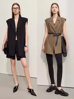 Amii-Chaleco minimalista de otoño para mujer, chaqueta holgada informal sin mangas con abertura con muescas, prendas de vestir a la moda, ropa femenina 12270105 - buy online