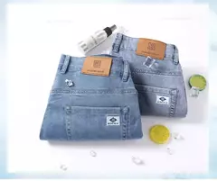 Pantalones vaqueros Lyocell de seda de hielo para hombre, pantalones vaqueros rectos holgados ultrafinos de verano, pantalones suaves y cómodos de marca para hombre, pantalones azul claro - online store