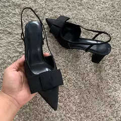 Image of Sandalias de tacón con diseño de nudo de mariposa para mujer, zapatos de vestir elegantes a la moda, zapatos de tacón con punta estrecha para mujer, tacones altos con talón descubierto 2025