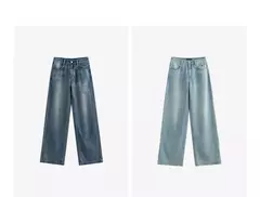 TOYOUTH, pantalones vaqueros de mezclilla para mujer, primavera 20220, nueva pierna ancha de acetato, cintura media baja, pantalones de pierna ancha rectos ajustados - Eleganzie