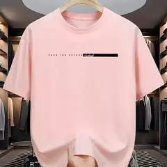 Image of Camiseta holgada informal para hombre, camisa de manga corta con cuello redondo y estampado de letras grandes, 100% algodón, estilo Unisex