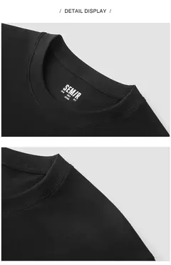 Semir-Camiseta de manga larga para hombre, capa interior de algodón puro, Top básico de primavera 2025, Color sólido, estilo básico versátil para pareja