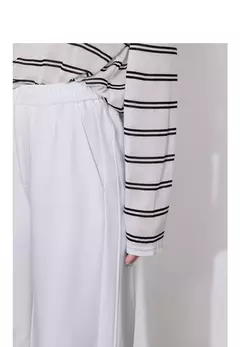 TOYOUTH, pantalones informales para mujer, primavera 2025, nuevos pantalones largos de algodón de pierna ancha rectos ajustados de cintura alta, color blanco - Eleganzie