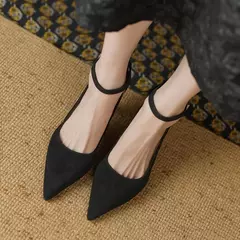 FEDONAS-Sandalias con correa en el tobillo para mujer, zapatos de tacón alto fino, puntiagudos, de cuero genuino, elegantes, para primavera y verano, para fiesta y graduación on internet