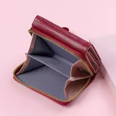 Imagen de Cartera bordada corta Love Zero para mujer, hebilla de cremallera, bolso de tarjeta de gran capacidad, moda versátil Simple