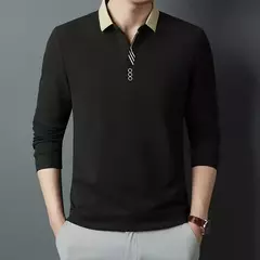 Image of Camisa polo para hombre, novedad de verano, polo de manga larga de alta calidad para hombre, polo informal de negocios a rayas de algodón para hombre, talla M-4XL 302