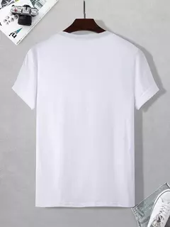 Camiseta de manga corta con cuello redondo y estampado de Gráphas de libertad 100% algodón de talla grande de verano para hombre - Eleganzie