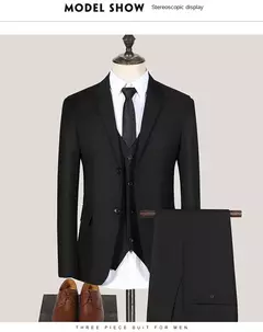 Image of Trajes de hombre de alta calidad para boda, 2 piezas, 3 conjuntos de Blazers, chaquetas formales elegantes, chaleco, pantalones, abrigos, traje clásico completo 2024