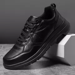 Zapatos de cuero de negocios para hombre, mocasines suaves, zapatos casuales cómodos para hombre, zapatillas de deporte blancas y negras sólidas de otoño para hombre - online store