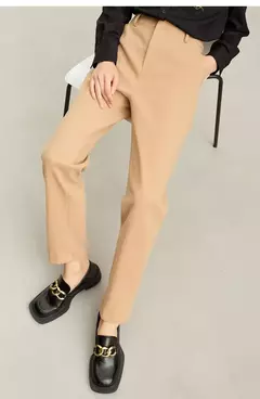AMII minimalista 2024 invierno nuevos pantalones de rábano para mujer tubo de humo de lana Casual hasta el tobillo pantalones básicos sólidos 12314003 - Eleganzie