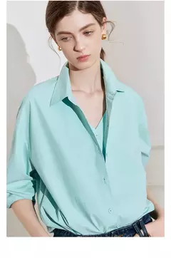 TOYOUTH camisa a rayas para mujer 2025 primavera nueva Lyocell algodón manga larga blusa versátil camisa Tops azul en internet