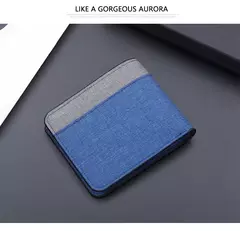 Imagen de Cartera de lona a la moda para hombre, monedero corto, funda para tarjetas de crédito, tarjetero negro/azul/gris, monedero para hombre, soporte para banco 2023