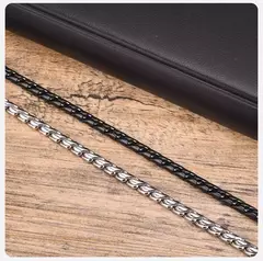 Imagen de Vnox Punk hombres pulseras de cadena de eslabones de serpiente, pulsera de cadena brillante de acero inoxidable trenzado de Color negro plateado, joyería de uso cómodo