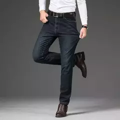Pantalones elásticos informales de negocios para hombre, pantalón vaquero azul clásico, Vaqueros rectos holgados, talla grande 40 42 44 46 2025 on internet