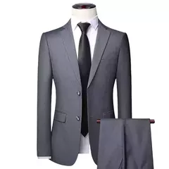 Image of S-8XL (Blazer + Pantalones) Traje de estilo británico ajustado para boda, informal, de negocios, para exteriores, tendencia de caballero, de un solo pecho
