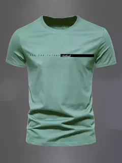 Camiseta deportiva informal de algodón puro 100% de verano para hombre, camiseta holgada de gran tamaño con estampado de letras simples y cuello redondo, camiseta de manga corta - buy online