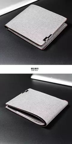 Cartera de lona a la moda para hombre, monedero corto, funda para tarjetas de crédito, tarjetero negro/azul/gris, monedero para hombre, soporte para banco 2023 - comprar en línea