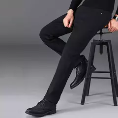 Image of Pantalones de mezclilla de alta calidad para hombre, ropa de calle masculina, ajustada, informal, Popular, juvenil, clásico, negro