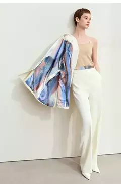 Amii-abrigo de sastre minimalista para mujer, chaqueta holgada de longitud media con cuello de solapa y estampado de retazos, para oficina, novedad de otoño, 2024, 12443016