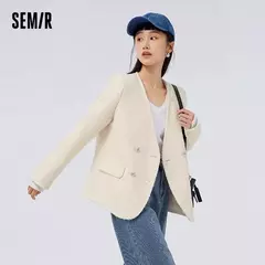 Semir-chaqueta con cuello en V para mujer, abrigo elegante con fragancia pequeña, moda para viajar, primavera 2023 - Eleganzie