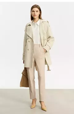 AMII minimalista 2024 invierno nuevos pantalones de rábano para mujer tubo de humo de lana Casual hasta el tobillo pantalones básicos sólidos 12314003 - comprar en línea