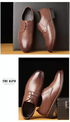 Imagen de Zapatos de cuero transpirables para hombre, suela suave de cuero negro, zapatos informales formales de negocios para padrinos de boda, primavera y otoño