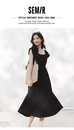 Vestido Semir para mujer, vestido de longitud media con hombros descubiertos y manga aleteada, ajustado a la cintura, novedad de verano de 2025 en internet