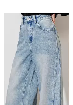 Imagen de TOYOUTH mujeres Denim Jeans 2024 Otoño Invierno nueva cintura media recta pierna ancha pantalones largos