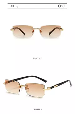 Gafas de sol sin montura a la moda para hombres y mujeres, gafas de sol sin marco populares, gafas de sol clásicas para hombre y mujer, gafas de sol cuadradas pequeñas para viajar en verano - tienda en línea