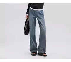 Semir Jeans Mujer realzando pantalones largos de algodón puro otoño 2024 nuevos pantalones de pierna ancha ocultos de carne - Eleganzie